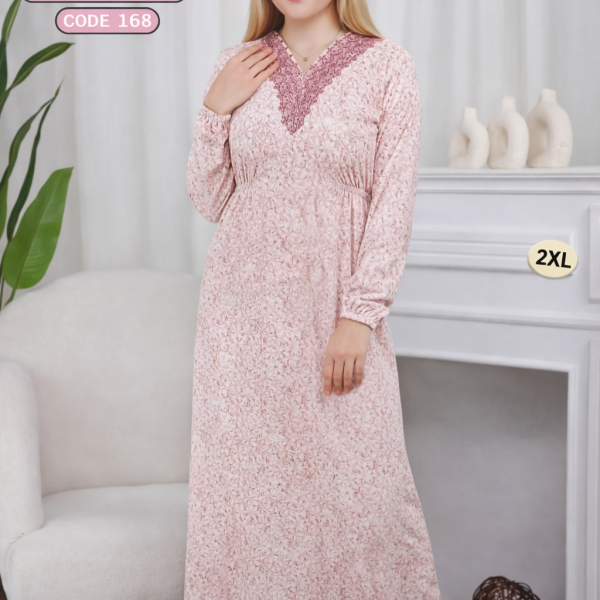 عبايه بينك فلاور قطيفه استيك من الجنب 168