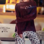 بيجامه سترا مودا قطيفه كتابه ع الصدر 4304