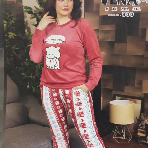 بيجامة بنطلون فينا قطيفة جيب قطة علي الصدر 800