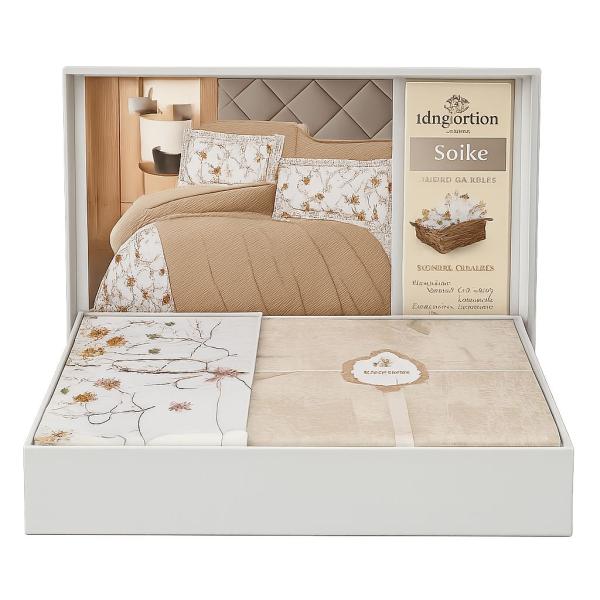 طقم ملاية بكوفرتة سرير كبير ايبرو قطن