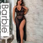 قميص باربي طويل تل مفتوح من الجنب 679