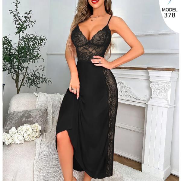 قميص سلمى ليكرا طويل دانتيل من الاجناب 378