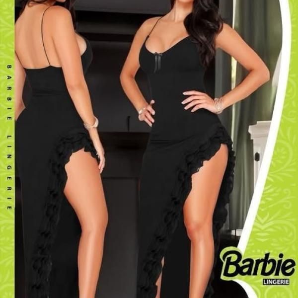 قميص باربى طويل كرانيش من الجنب