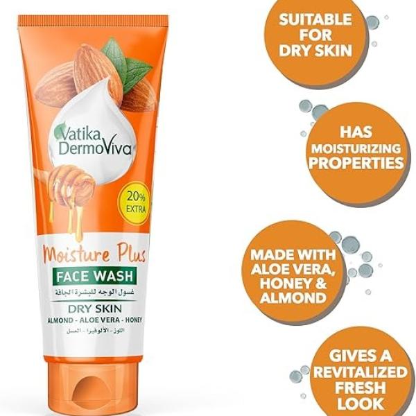 فاتيكا غسول الوجه مويستشر بلس من ديرموفيفا الغني بخلاصة اللوز والصبار والعسل للبشرة الجافة - 185 مل