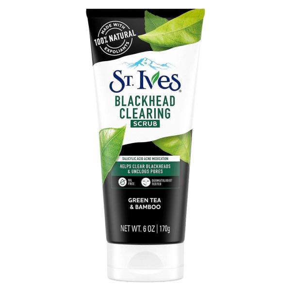 مقشر سانت ايفز بالشاي الأخضر والخيزران لإزالة الرؤوس السوداء - 170 جم (St. Ives Blackhead Clearing Green Tea & Bamboo Scrub)