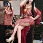 عبايه رقص ياسمينا مخطط مفتوح من الجنب