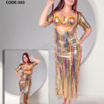 عباية رقص ياسمينا مقلمة + برا مطرز 303