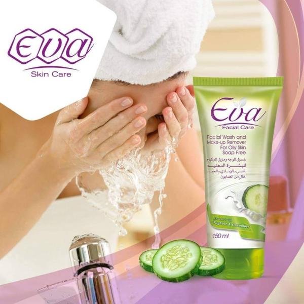 إيڤا غسول للوجه ومزيل للمكياج بالزبادي والخيار للبشرة الدهنية، 150مل