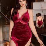 قميص هابي قصير قطيفة كشكشة من الجنب